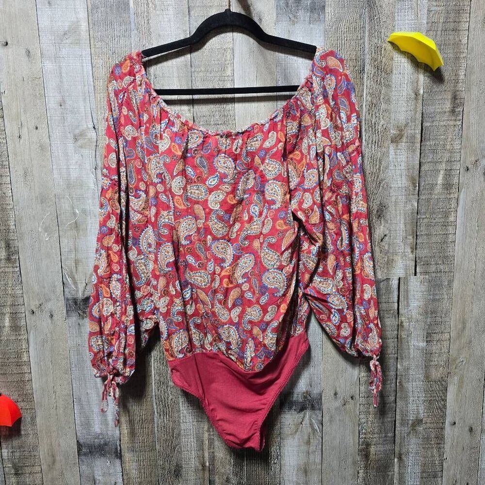 Free People Intimately Free Sundown Bodysuit Paisley Print Women Off Shoulder - Picture 3 of 6